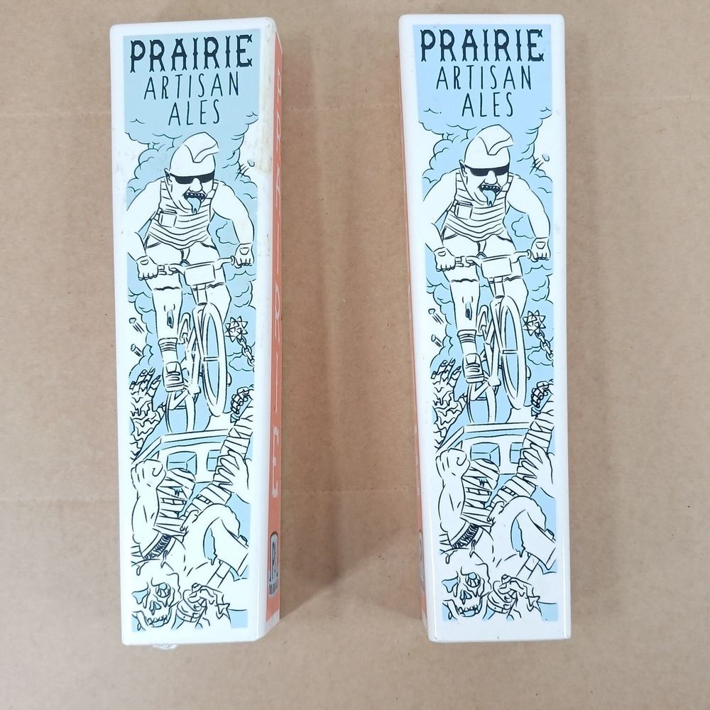 Prairie Artisan Ales Beer Tap Handle Set of 2 Ceramic Cyclist Art Home Bar